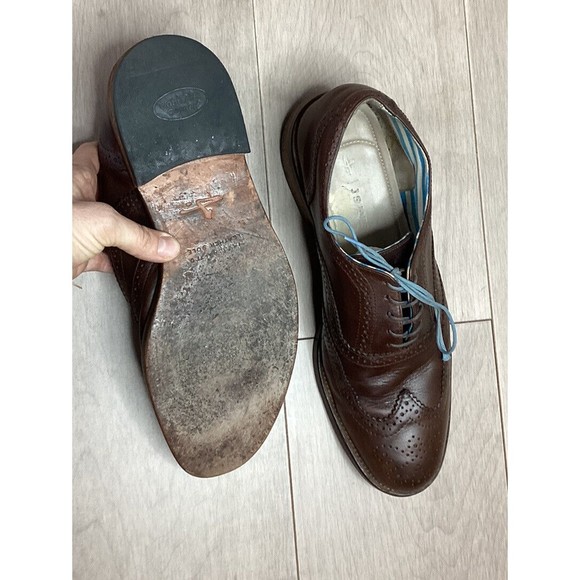 J Shoes Mens Charlie Oxford Wingtip Dress Shoes Brown Leather Round Toe Size 11 main image 5